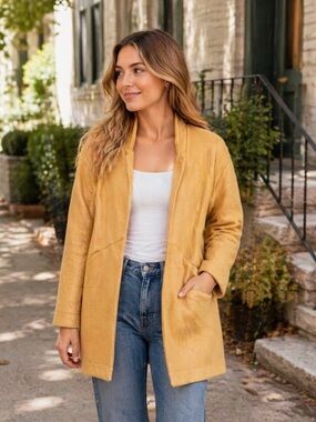 Express Women's Mustard Open-Front Coat